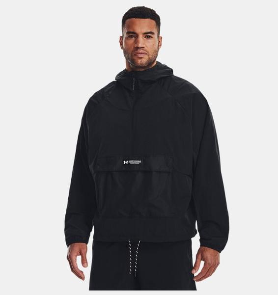 Siyah Erkek UA RUSH™ Dokuma ½ Fermuarlı Anorak Mont