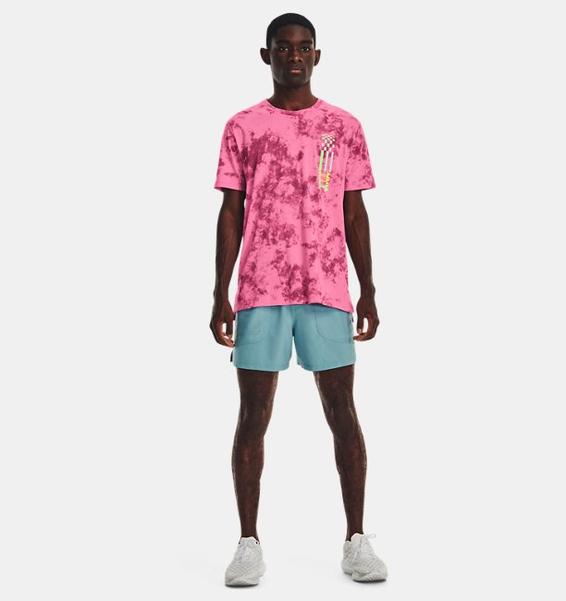 Pembe Erkek UA Koşu Anywhere Kısa Kollu Tişört