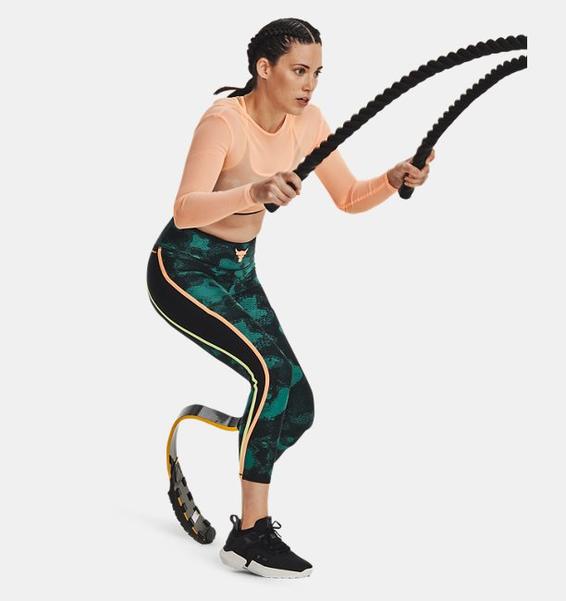 Yeşil Kadın Project Rock HeatGear® Baskılı Bilekte Tayt
