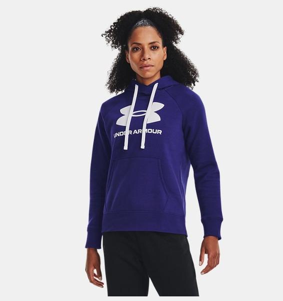 Mavi Kadın UA Rival Fleece Logo Kapüşonlu Üst