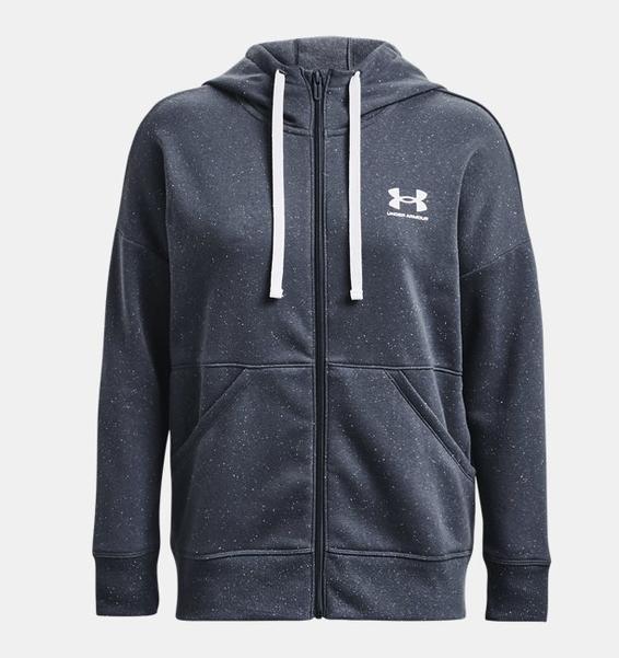 Gri Kadın UA Rival Fleece Tam Boy Fermuarlı Kapüşonlu Üst