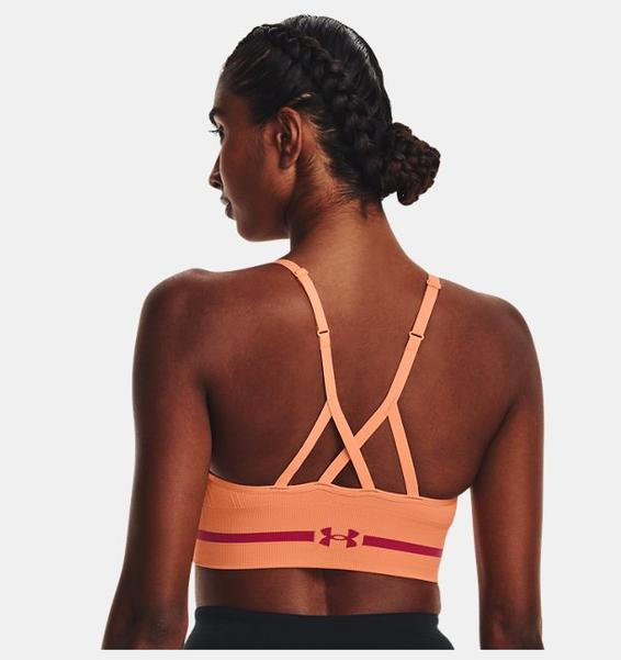Turuncu Kadın UA Dikişsiz Low Long Spor Sütyeni