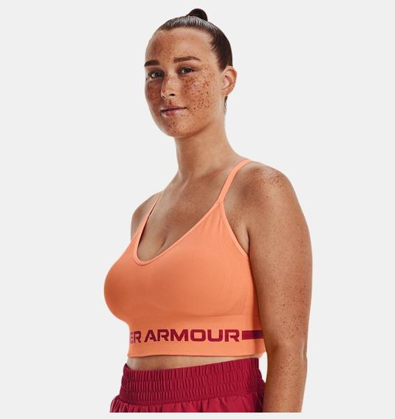Turuncu Kadın UA Dikişsiz Low Long Spor Sütyeni