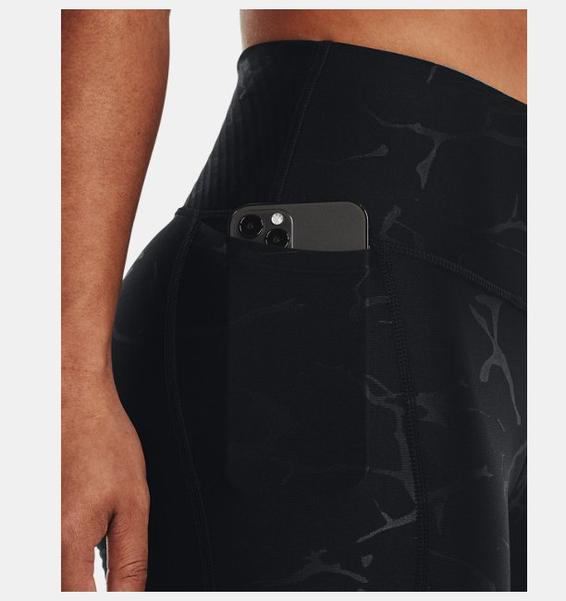 Siyah Kadın HeatGear® No-Slip Waistband Baskılı Tayt
