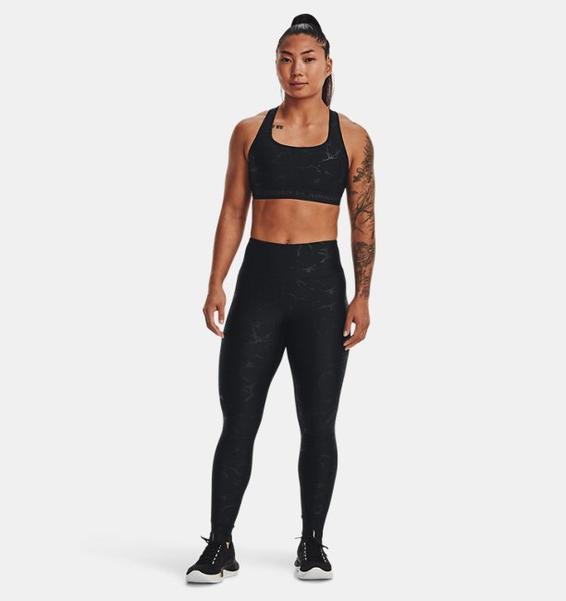 Siyah Kadın HeatGear® No-Slip Waistband Baskılı Tayt