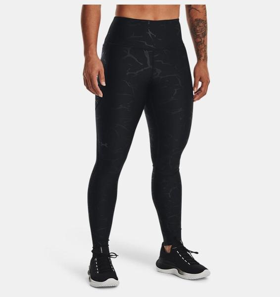 Siyah Kadın HeatGear® No-Slip Waistband Baskılı Tayt