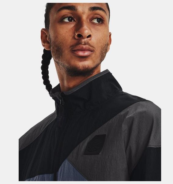 Siyah Erkek Curry Full-Zip Dokuma Mont