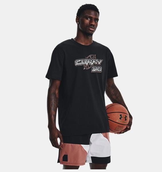 Siyah Erkek Curry 30 Heavyweight Kısa Kollu