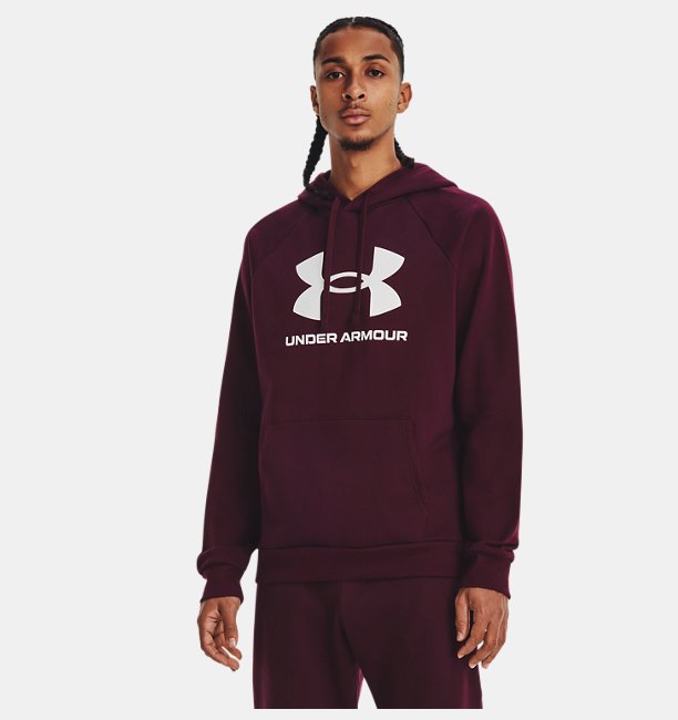 Erkek UA Rival Fleece Logo HD Sweatshirt Bordo