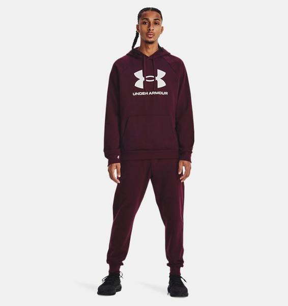 Bordo Erkek UA Rival Fleece Logo Kapüşonlu Üst