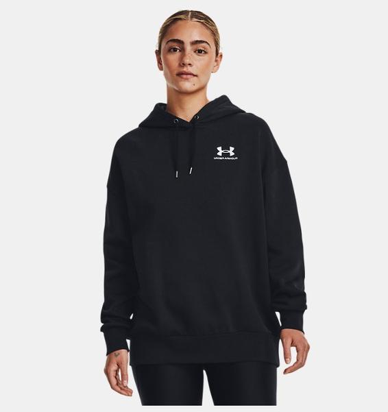 Siyah Kadın UA Icon Fleece Oversized Kapüşonlu Üst