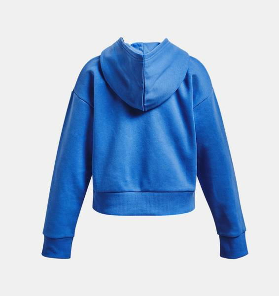 Mavi Kız Çocuk UA Rival Fleece Crop Kapüşonlu Üst