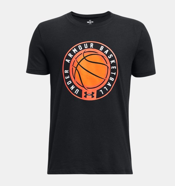 Erkek Çocuk UA Basketball Logo Kısa Kollu Siyah
