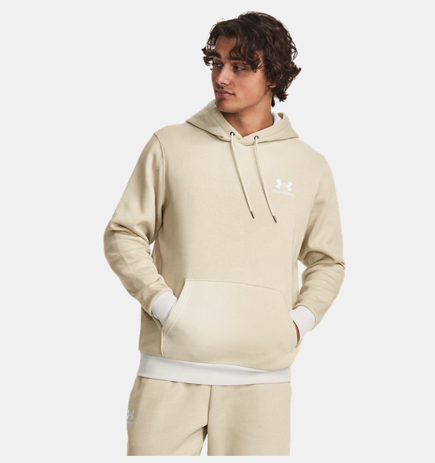 Erkek UA Essential Fleece Kapüşonlu Üst Vizon
