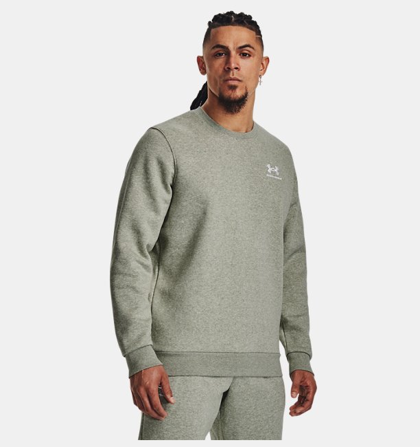 Erkek UA Icon Fleece Bisiklet Yaka Sweatshirt Yeşil