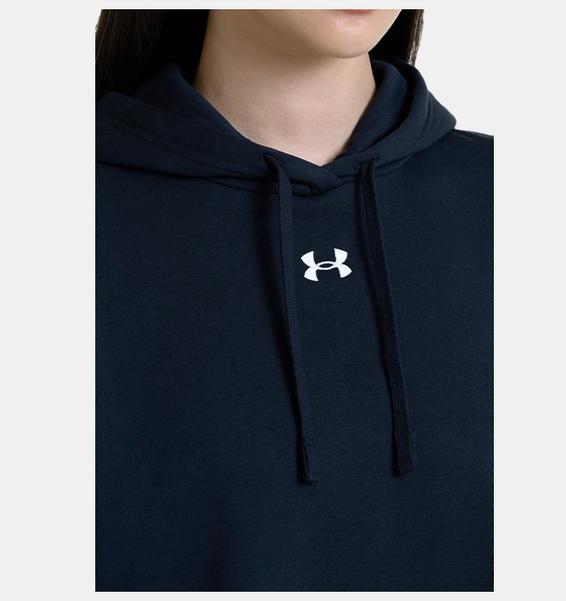 Siyah Kadın UA Rival Fleece Oversized Kapüşonlu Üst