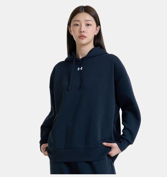 Siyah Kadın UA Rival Fleece Oversized Kapüşonlu Üst