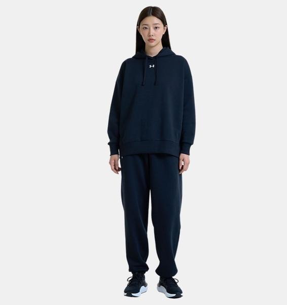 Siyah Kadın UA Rival Fleece Oversized Kapüşonlu Üst