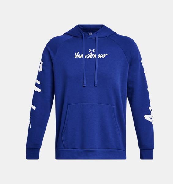 Lacivert Erkek UA Rival Fleece Graphic Kapüşonlu Üst