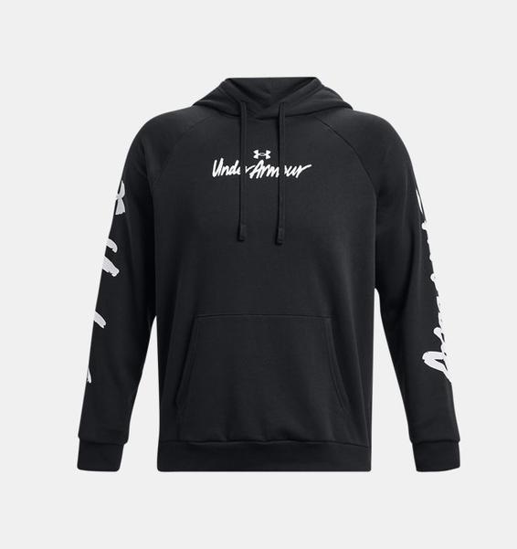 Siyah Erkek UA Rival Fleece Graphic Kapüşonlu Üst