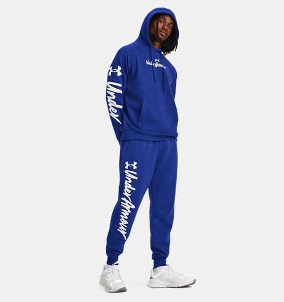 Lacivert Erkek UA Rival Fleece Graphic Kapüşonlu Üst