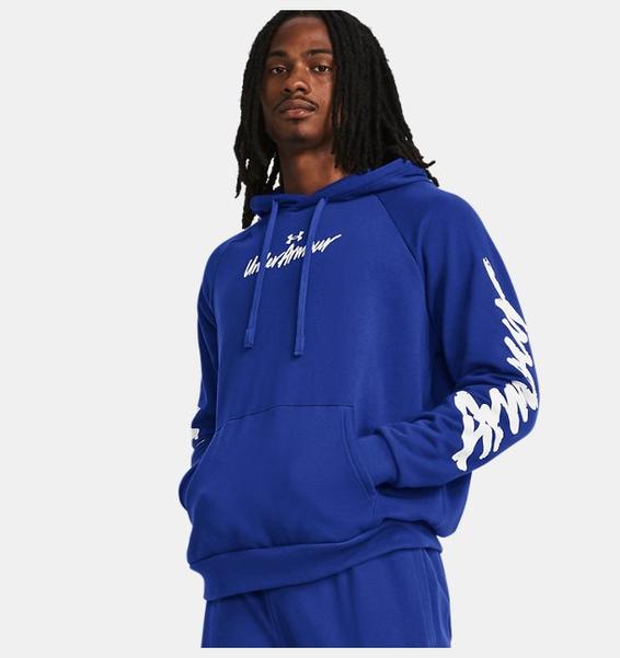 Lacivert Erkek UA Rival Fleece Graphic Kapüşonlu Üst