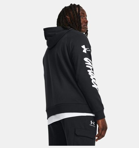 Siyah Erkek UA Rival Fleece Graphic Kapüşonlu Üst