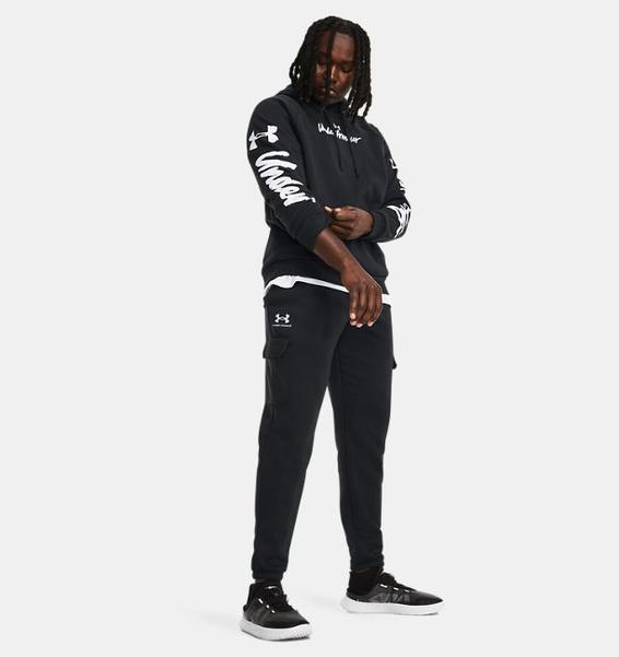 Siyah Erkek UA Rival Fleece Graphic Kapüşonlu Üst