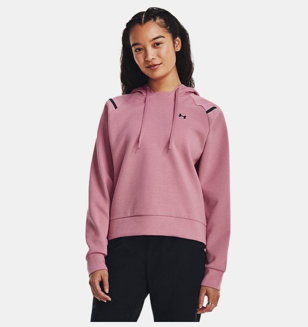 Kadın UA Unstoppable Fleece Kapüşonlu Üst Pembe