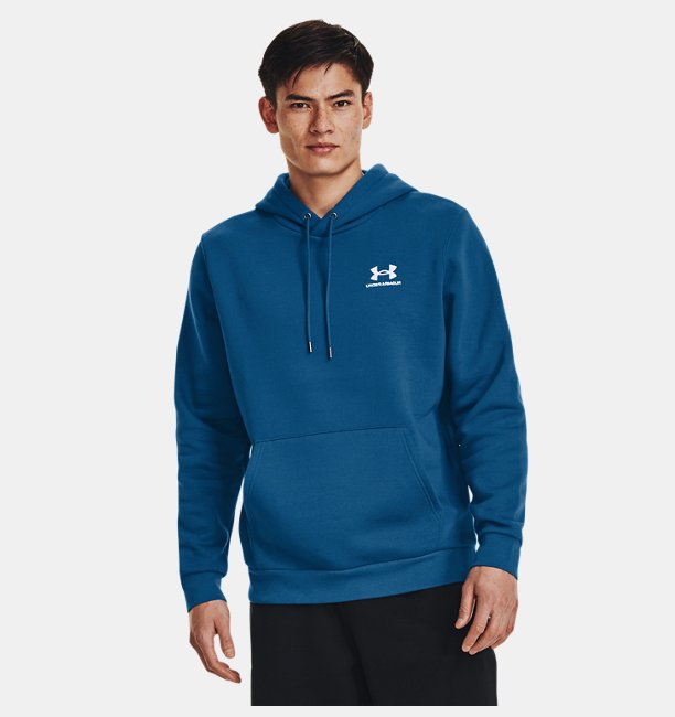 Erkek UA Essential Fleece Kapüşonlu Üst Yeşil