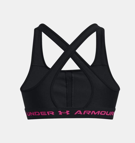 Siyah Kadın Armour® Mid Çapraz Sırtlı Spor Sütyeni