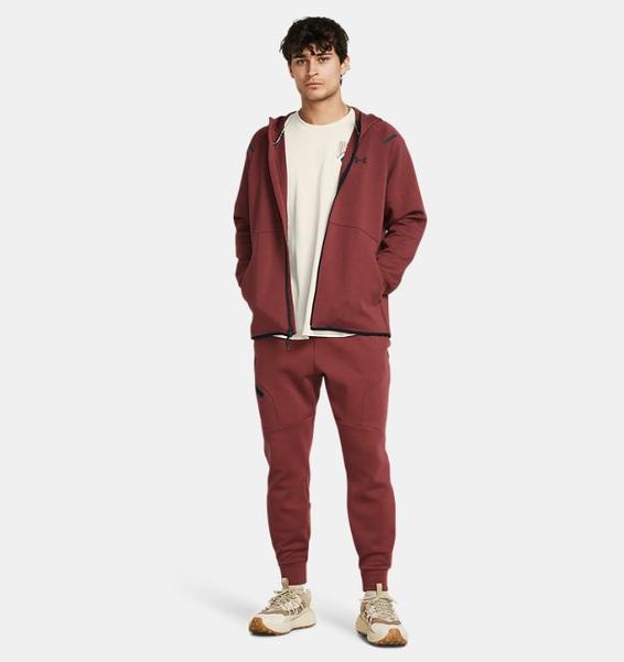 Bordo Erkek UA Unstoppable Fleece Tam Boy Fermuarlı