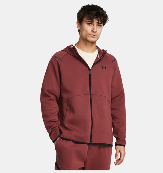 Bordo Erkek UA Unstoppable Fleece Tam Boy Fermuarlı