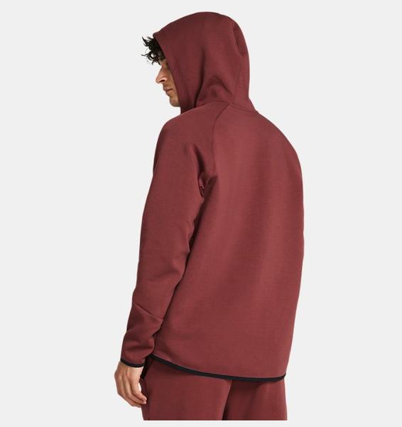 Bordo Erkek UA Unstoppable Fleece Tam Boy Fermuarlı