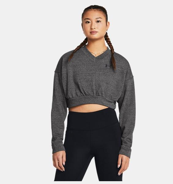 Gri Kadın UA Rival Terry Oversized Crop Crew Uzun Kollu