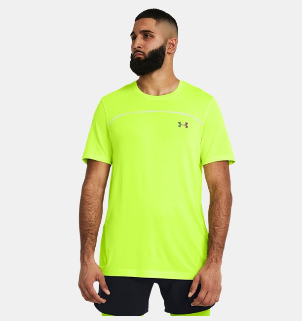 Erkek UA Vanish Elite Wordmark Dikişsiz Kısa Kollu Neon Sarı