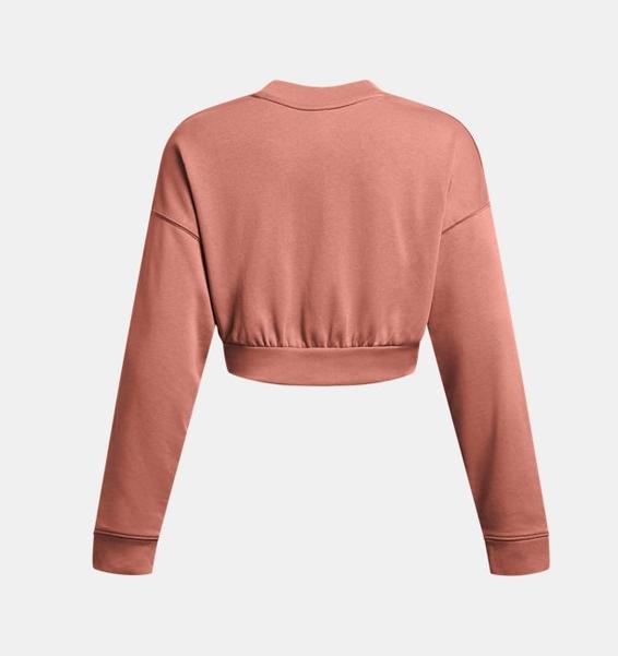 Pembe Kadın UA Rival Terry Oversized Crop Crew Uzun Kollu