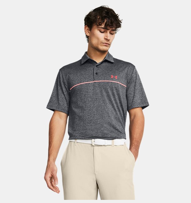 Erkek UA Playoff 3.0 Stripe Polo Siyah