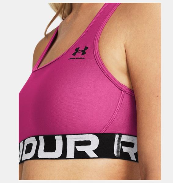 Pembe Kadın HeatGear® Armor Mid Branded Spor Sütyeni