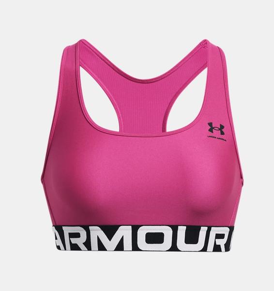 Pembe Kadın HeatGear® Armor Mid Branded Spor Sütyeni