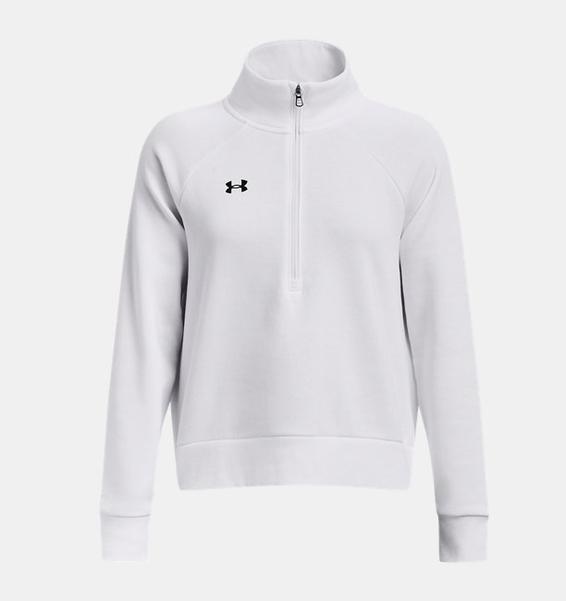 Beyaz Kadın UA Rival Fleece Yarım Fermuarlı Sweatshirt