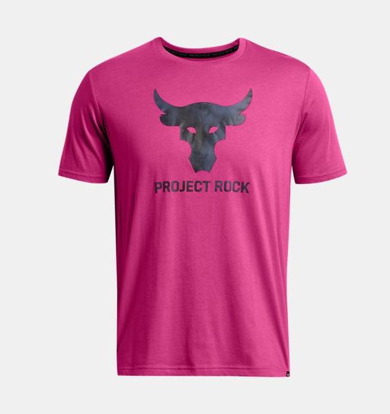 Pembe Erkek UA Project Rock Brahma Bull Kısa Kollu Tişört