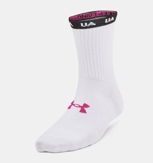 Kadın UA Essential 3'lü Paket Mid Crew Çoraplar Beyaz