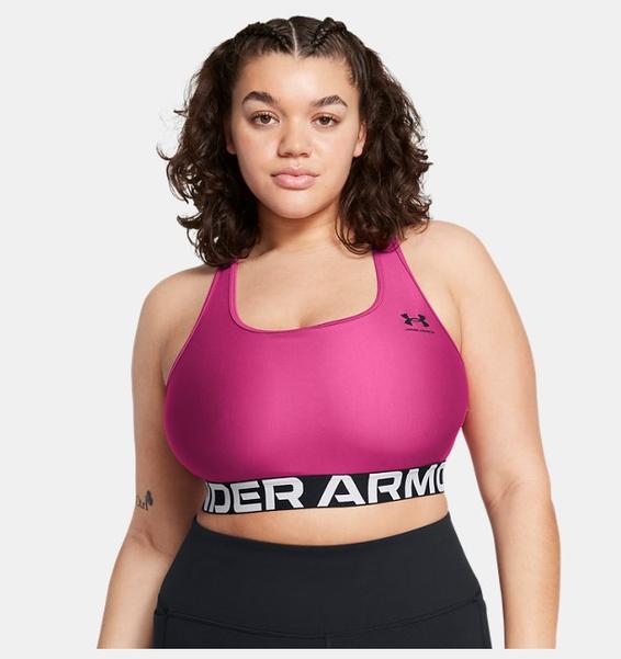 Pembe Kadın HeatGear® Armor Mid Branded Spor Sütyeni