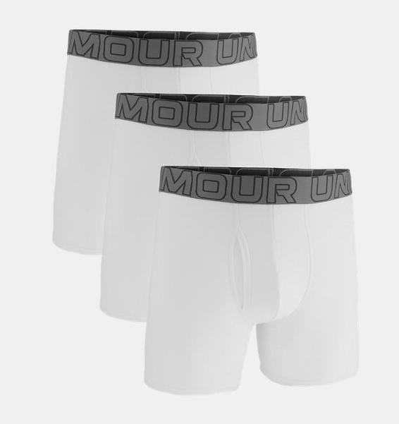 Beyaz Erkek UA Performance Cotton 6" Boxerjock - 3'lü Paket