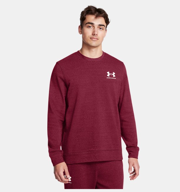 Erkek UA Rival Terry LC Bisiklet Yaka Sweatshirt Bordo