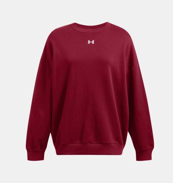 Bordo Kadın UA Rival Fleece Oversized Bisiklet Yaka Sweatshirt