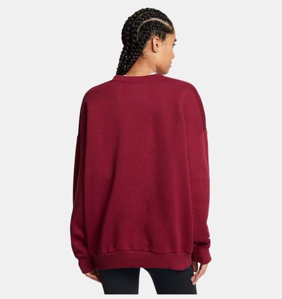 Bordo Kadın UA Rival Fleece Oversized Bisiklet Yaka Sweatshirt