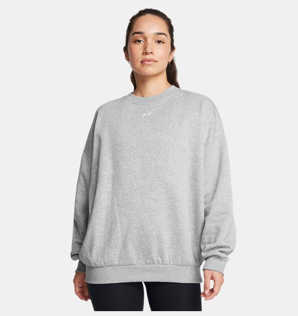 Kadın UA Rival Fleece Oversized Bisiklet Yaka Sweatshirt Gri