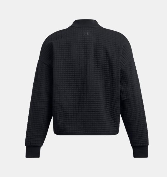 Siyah Kadın UA Unstoppable Fleece Grid Mock Uzun Kollu Sweatshirt